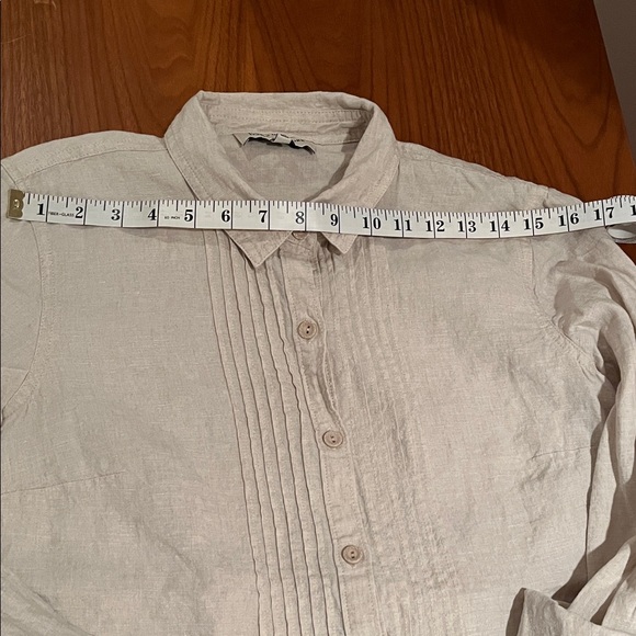 Jones New York 100% Linen Button Down Oatmeal Size M - Picture 6 of 14